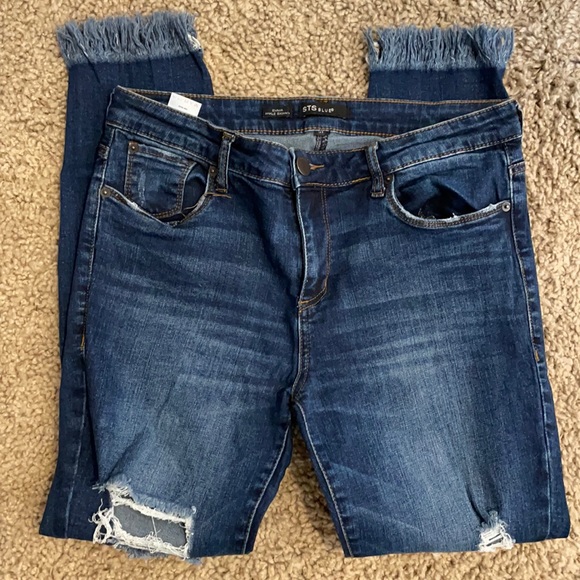 STS Blue “Emma” skinny cropped jeans w/ raw fringe hem 31 - Picture 2 of 7